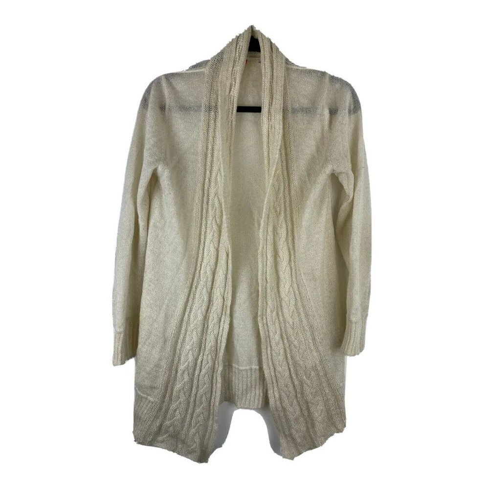 Uniqlo Womens Mohair Blend Cardigan Size S Cream Long Sleeve Open Front